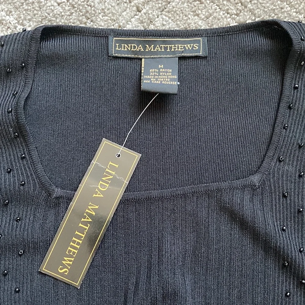 Linda Matthews Beaded Ribbed Top - Picture 8 of 9